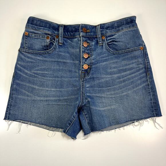 Madewell Button Fly High‎ Rise Denim Cut-Off Jean Shorts Sz 26 Copper Buttons - Picture 10 of 11